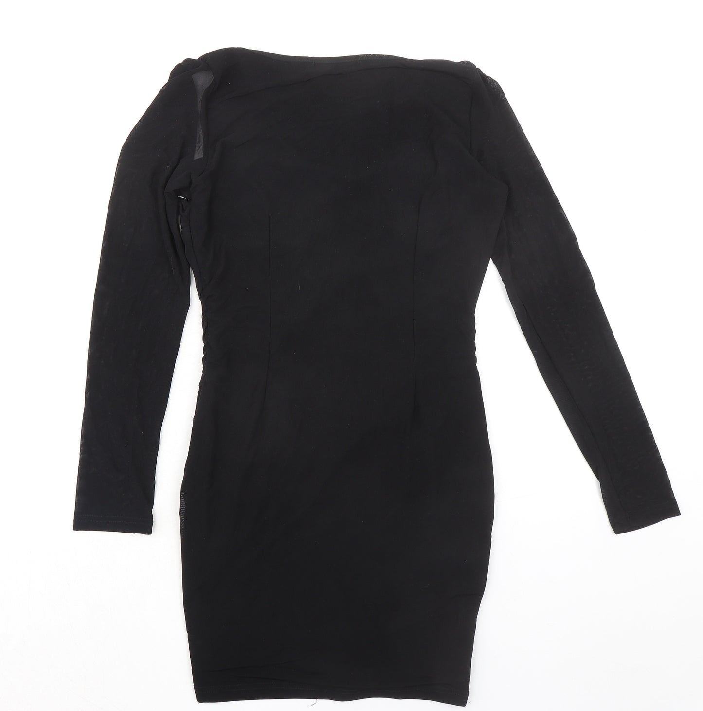 Naanaa Womens Black Polyester Bodycon Size 10 V-Neck Zip