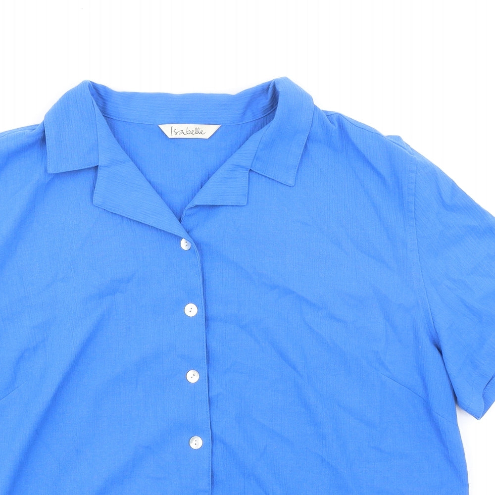 Isabella Womens Blue Polyester Basic Button-Up Size 20 Collared