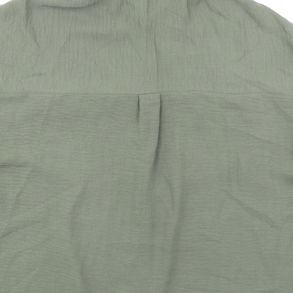 New Look Womens Green Polyester Basic Button-Up Size 12 Collared