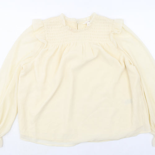 Per Una Womens Ivory Polyester Basic Blouse Size 8 Round Neck