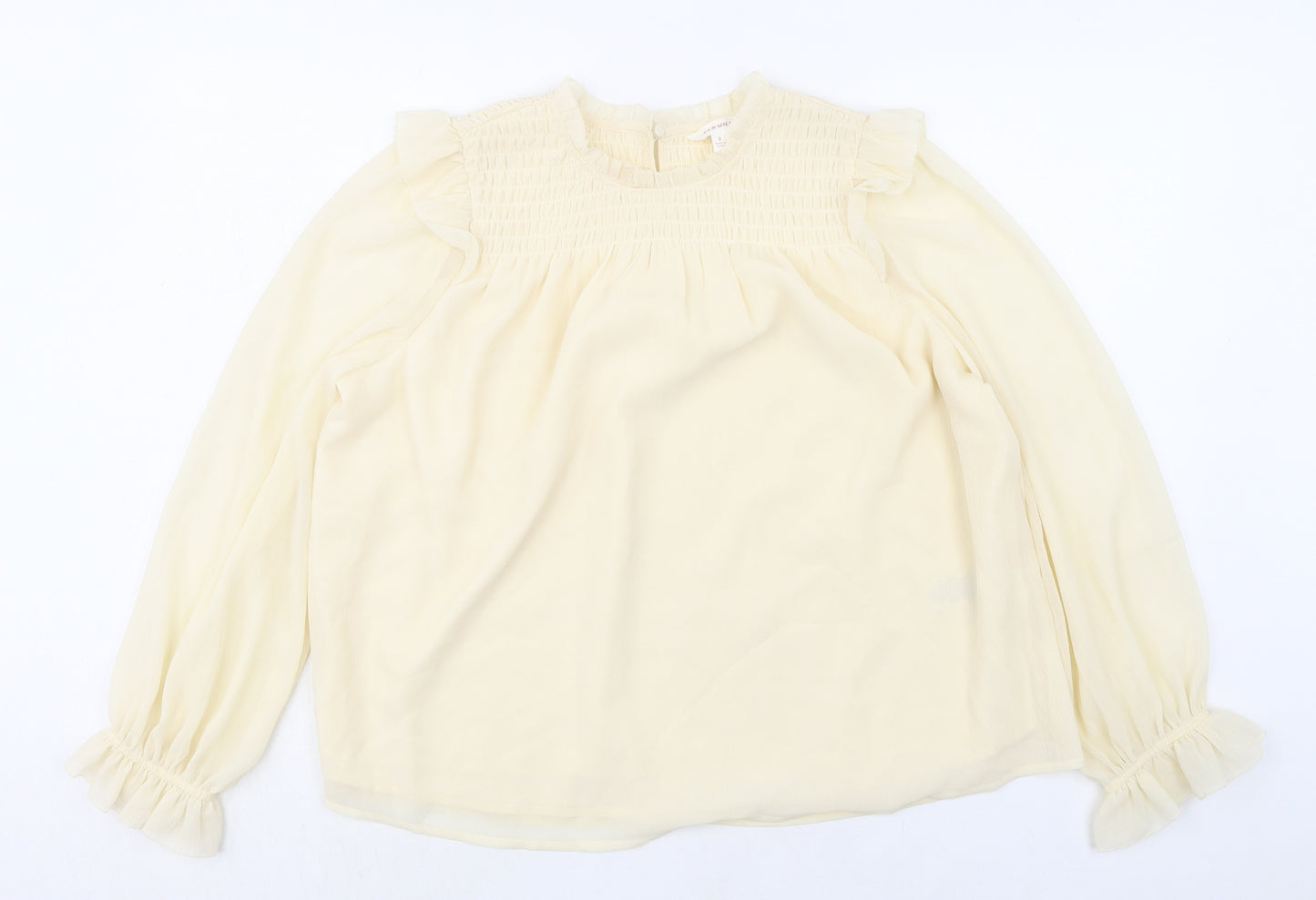 Per Una Womens Ivory Polyester Basic Blouse Size 8 Round Neck