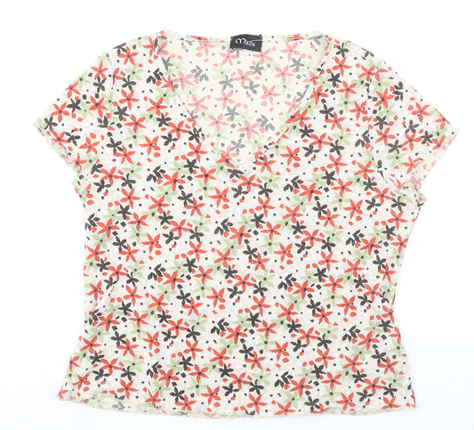 Maze Womens Multicoloured Floral Polyester Basic T-Shirt Size 18 V-Neck