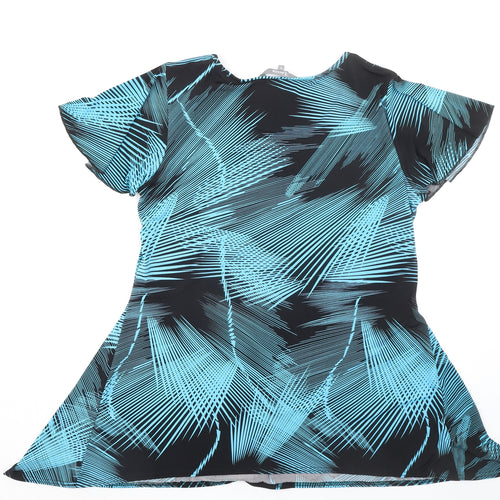 Lavitta Womens Blue Geometric Polyester Basic Blouse Size 16 Round Neck