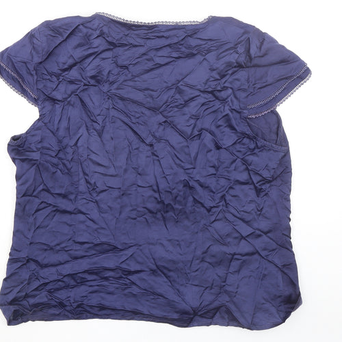 NEXT Womens Blue Cotton Basic Blouse Size 22 Round Neck