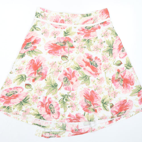 Mix Nouveau Womens Pink Floral Polyester Swing Skirt Size 10 Button