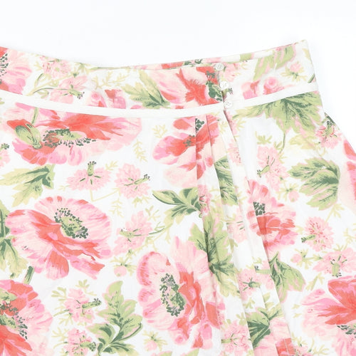 Mix Nouveau Womens Pink Floral Polyester Swing Skirt Size 10 Button