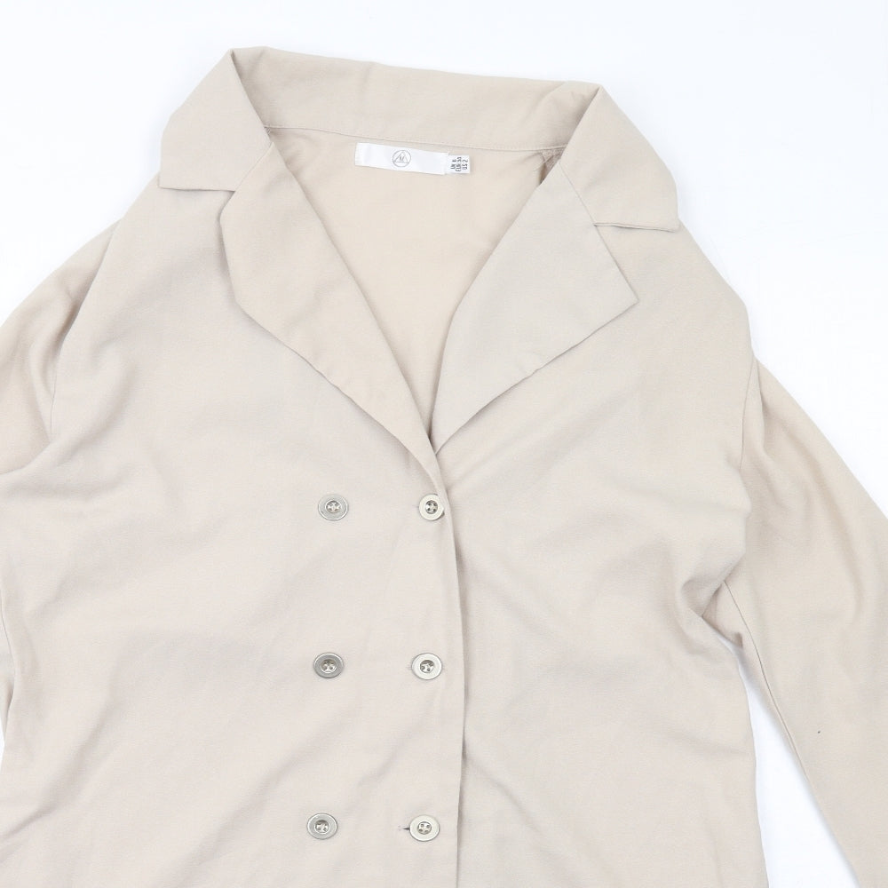 Missguided Womens Beige Polyester Jacket Dress Size 6 Collared Button