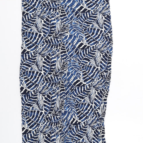 H&M Womens Blue Geometric Viscose A-Line Size 10 V-Neck Pullover