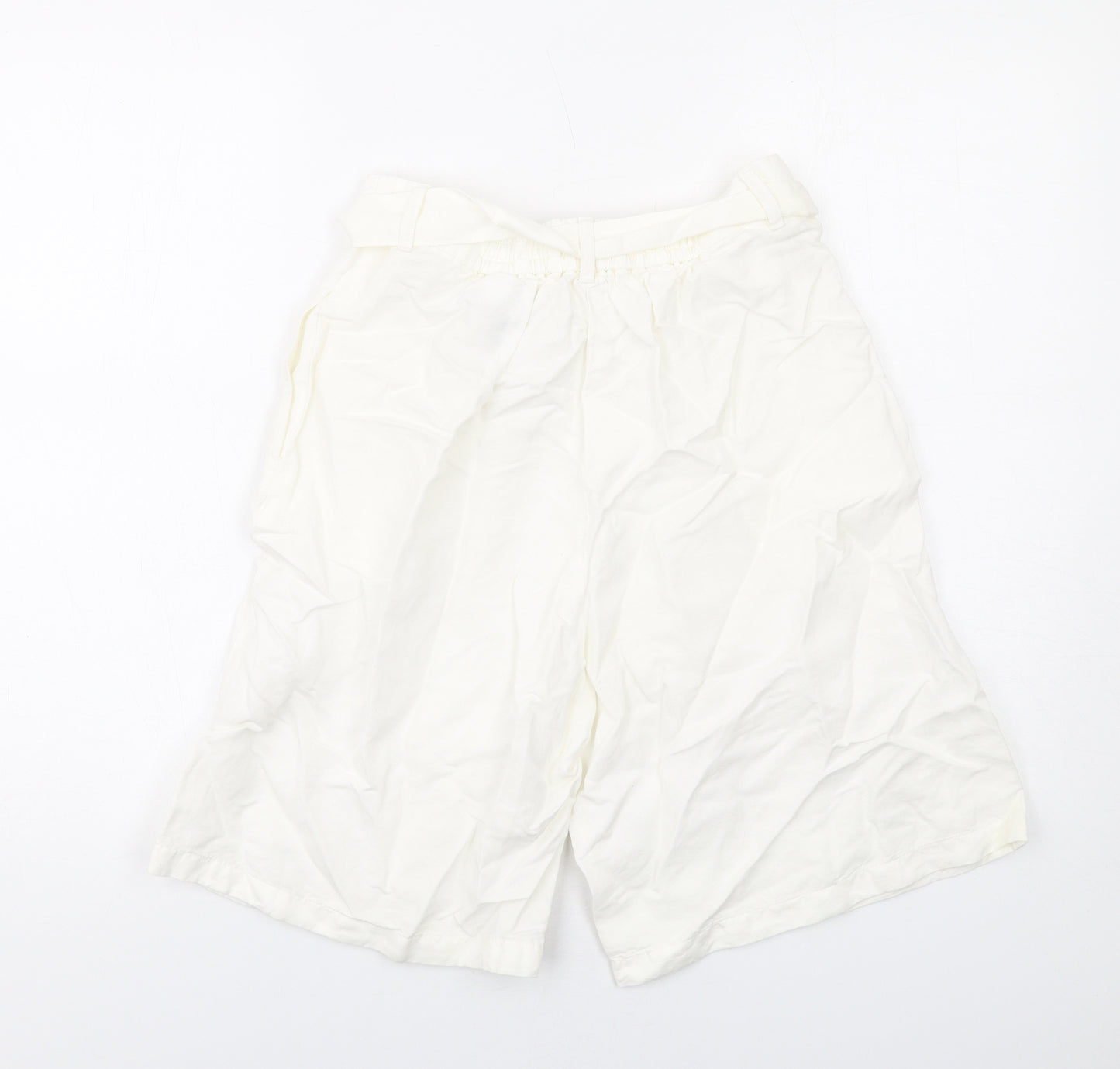 Marks and Spencer Womens Ivory Linen Paperbag Shorts Size 8 L11 in Regular Zip