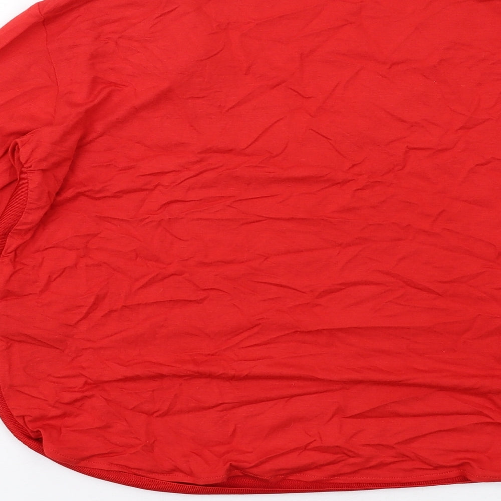 Red Herring Womens Red Viscose Basic T-Shirt Size 12 V-Neck