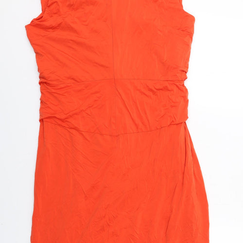 Per Una Womens Orange Cupro Shift Size 16 V-Neck Zip