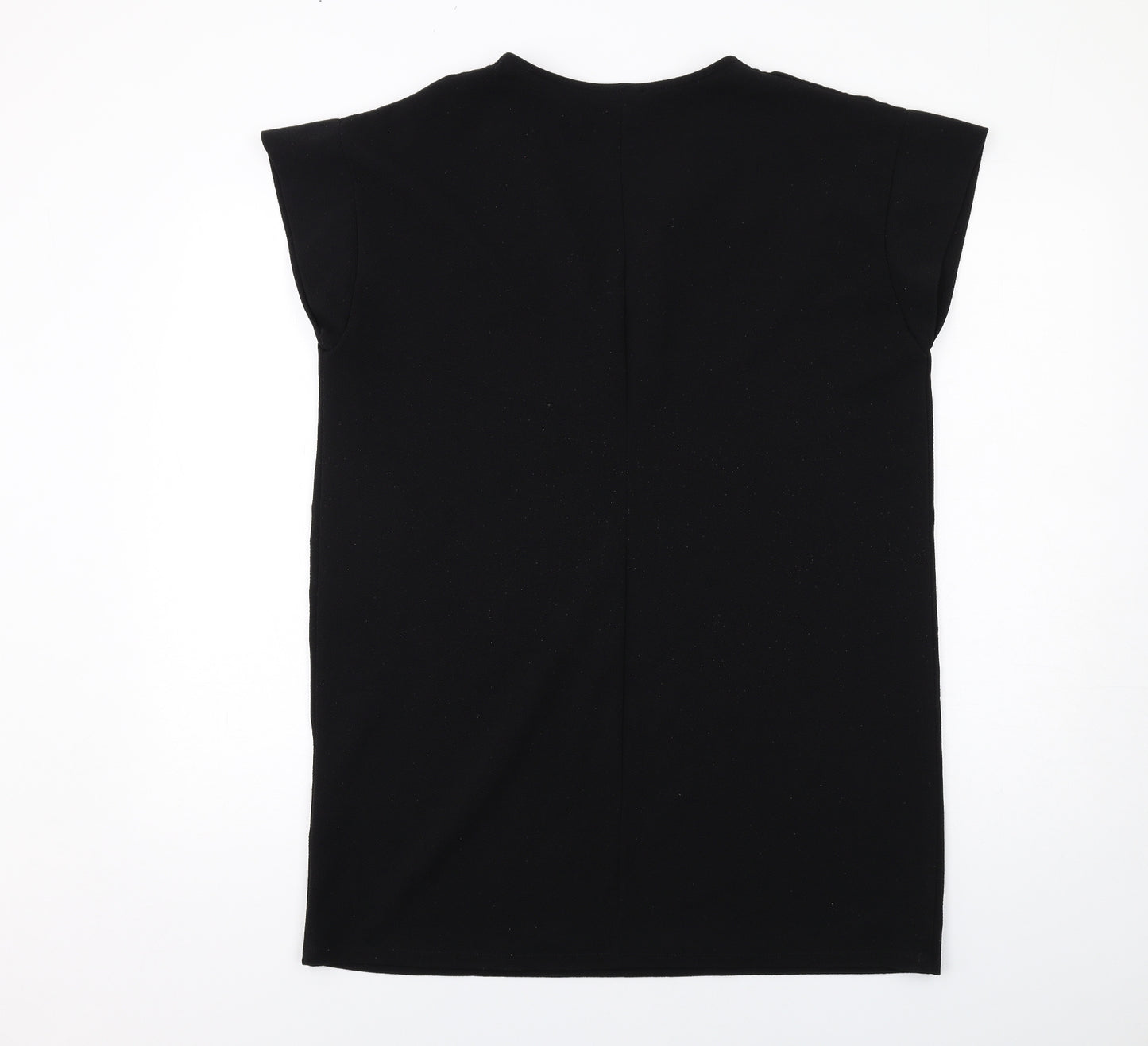 Zara Womens Black Polyester A-Line Size L V-Neck Pullover