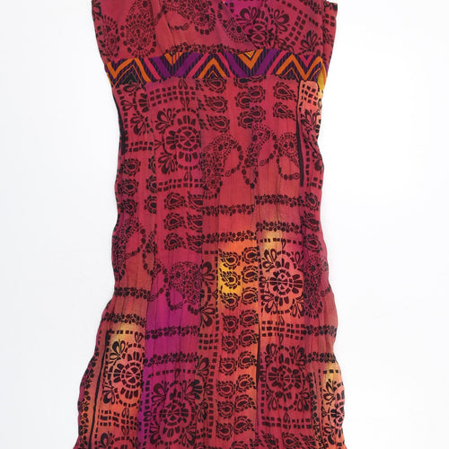 Per Una Womens Multicoloured Geometric Polyester A-Line Size 14 V-Neck Zip