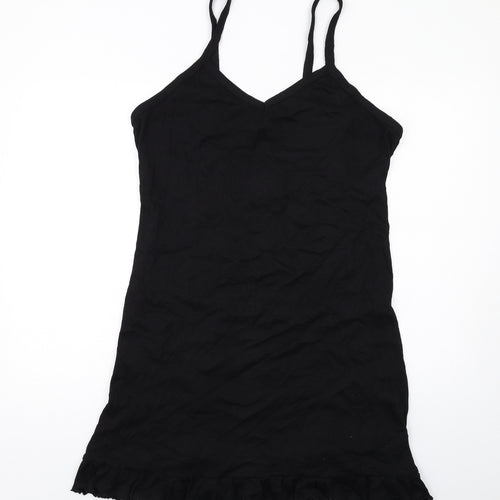 Yours Womens Black Cotton Tank Dress Size 18 V-Neck Pullover