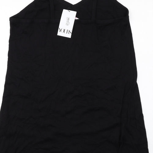 Yours Womens Black Cotton Tank Dress Size 18 V-Neck Pullover