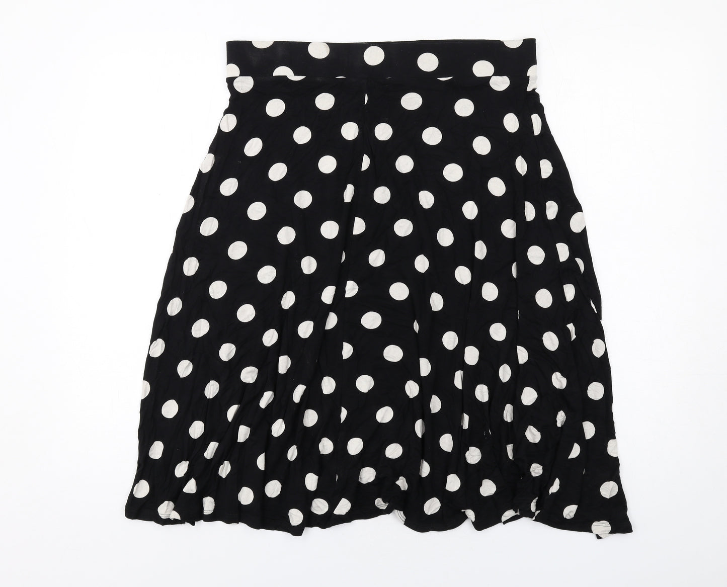 Marks and Spencer Womens Black Polka Dot Viscose Swing Skirt Size 14