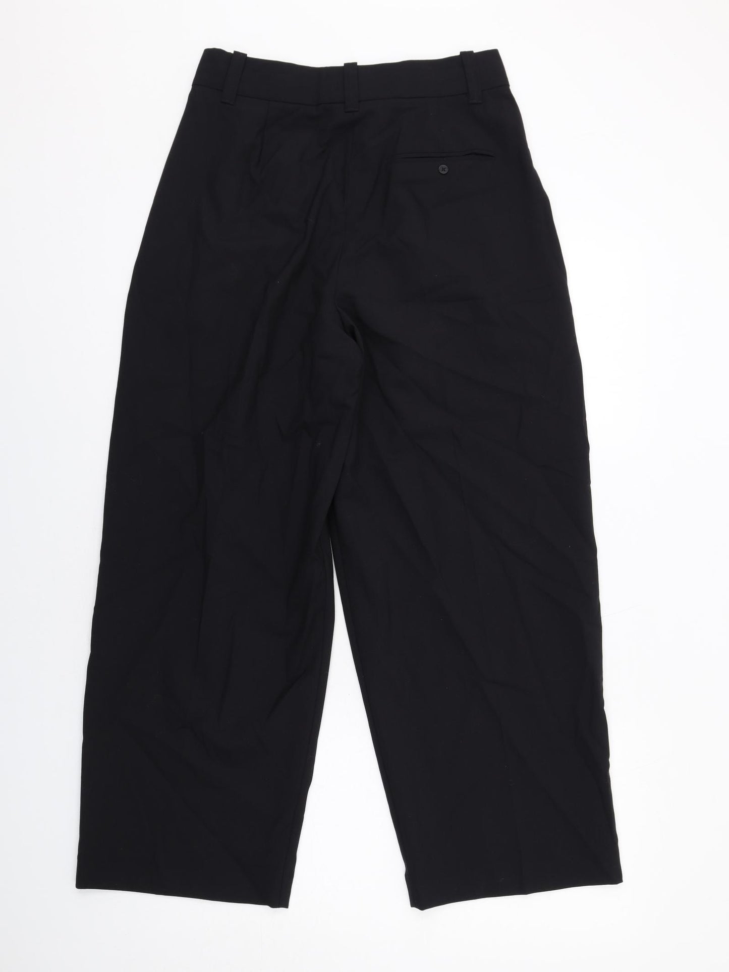 Marks and Spencer Womens Black Polyester Trousers Size 10 L28 in Regular Zip
