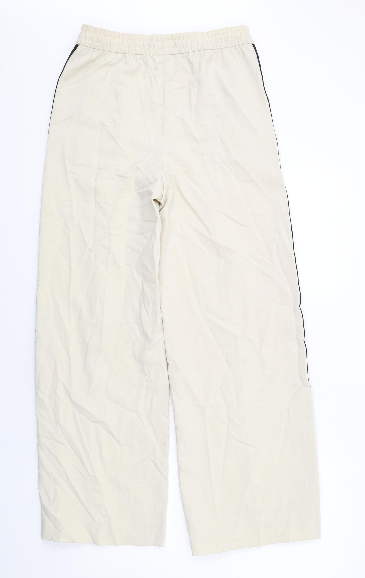 Marks and Spencer Womens Beige Polyester Jogger Trousers Size 10 L30 in Regular - Side Stripe Detail