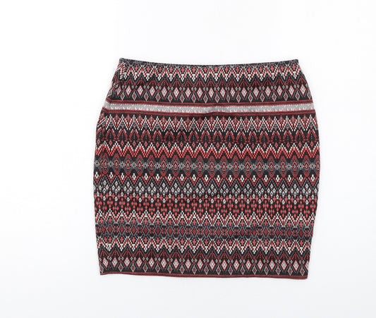 New Look Womens Multicoloured Geometric Polyester Bandage Skirt Size 12