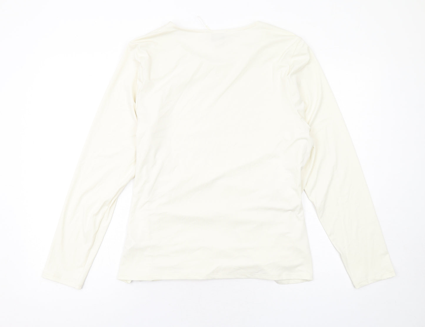 Marks and Spencer Womens Ivory Polyester Basic Blouse Size 18 Round Neck - Ruched Detail