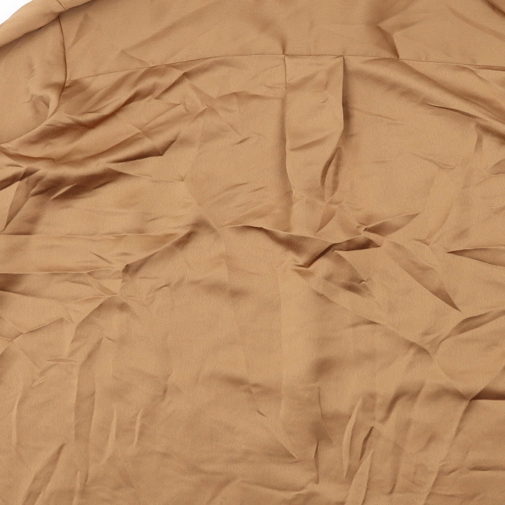Marks and Spencer Womens Brown Polyester Basic Blouse Size 14 Collared