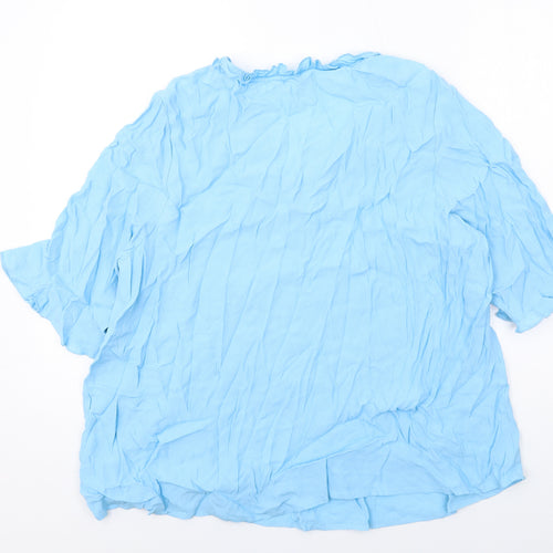 Marks and Spencer Womens Blue Viscose Basic Blouse Size 20 V-Neck