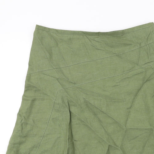 Paul Berman Womens Green Linen A-Line Skirt Size 10 Zip