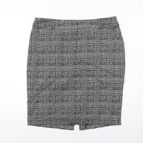 Marks and Spencer Womens Grey Plaid Polyester Straight & Pencil Skirt Size 16 Zip