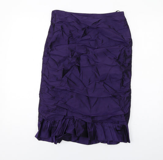 Linea Raffaelli Womens Purple Silk A-Line Skirt Size 12 Zip