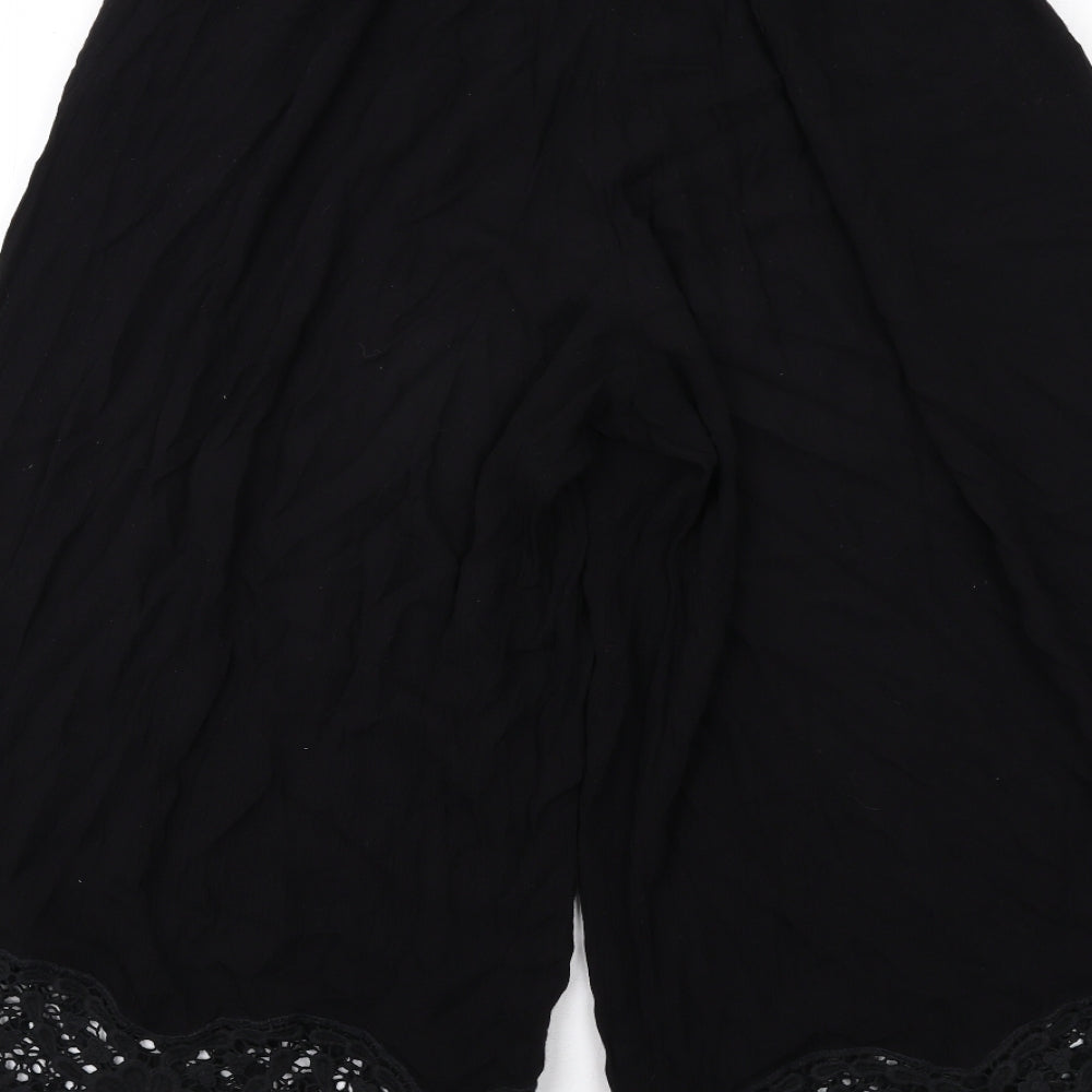 River Island Womens Black Viscose Trousers Size 10 L23 in Regular - Crocheted Lace Detail