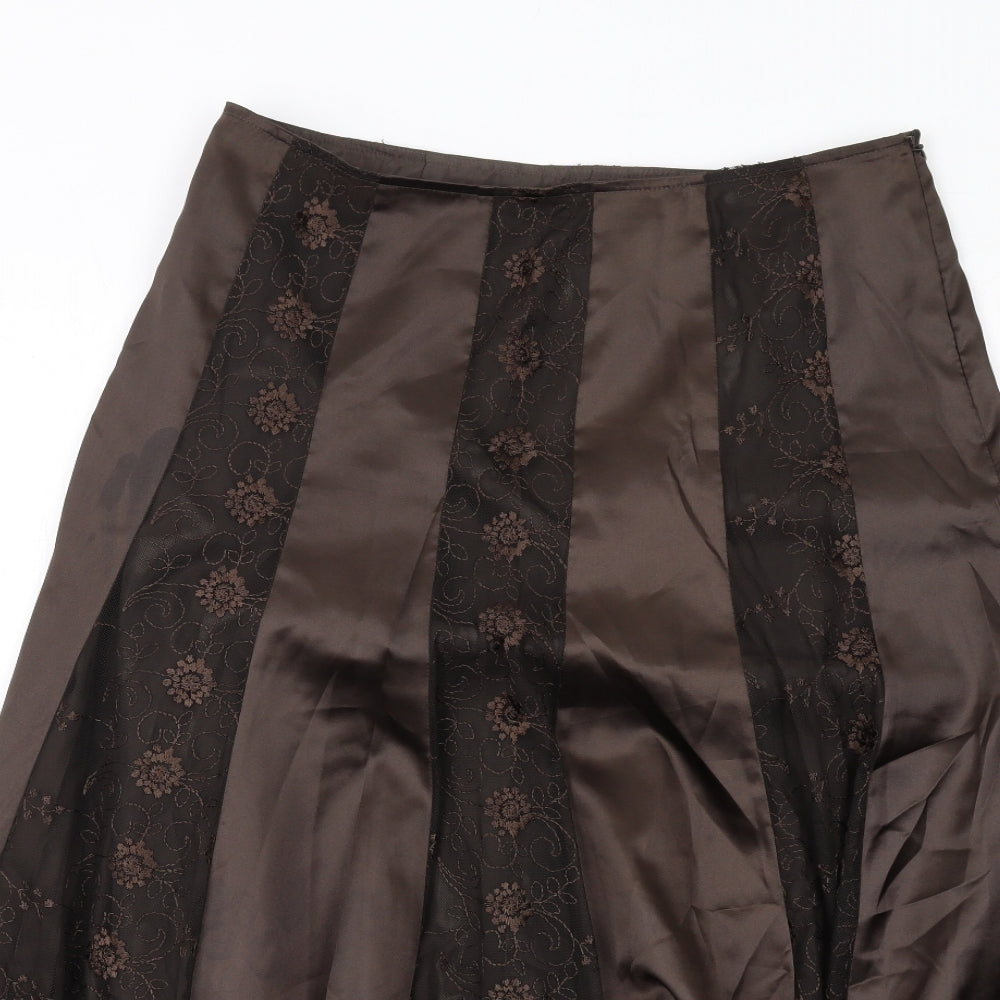 Per Una Womens Brown Floral Polyester Swing Skirt Size 12 Zip - Tulle underskirt