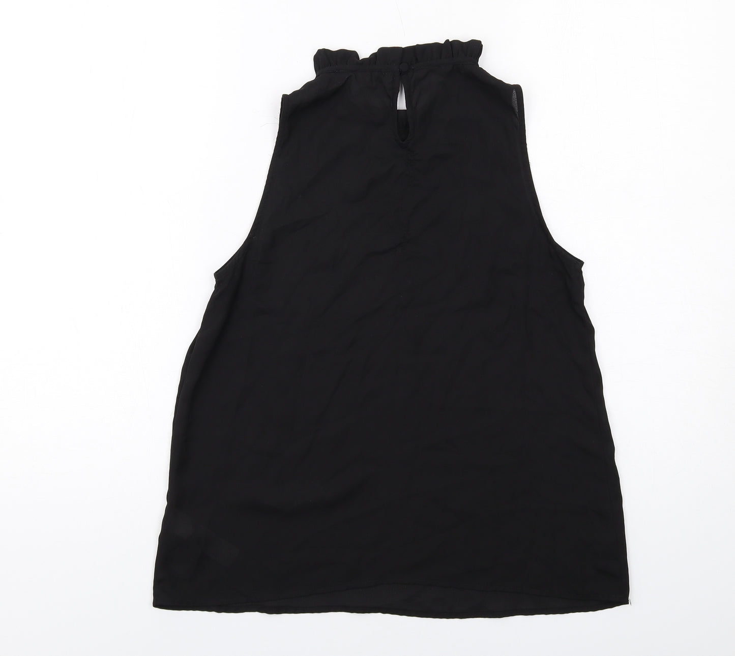 New Look Womens Black Polyester Basic Blouse Size 8 Mock Neck