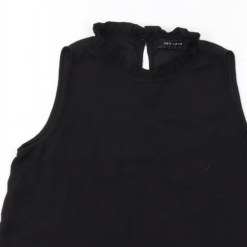 New Look Womens Black Polyester Basic Blouse Size 8 Mock Neck