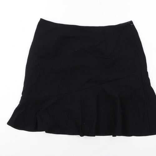 Marks and Spencer Womens Black Viscose Swing Skirt Size 10 Zip