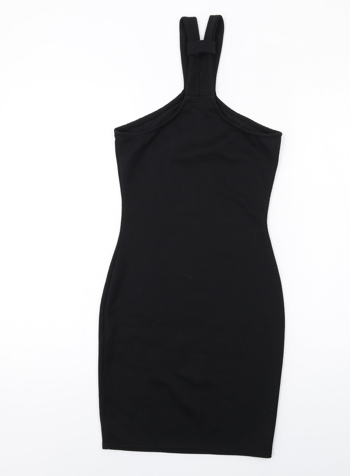 PRETTYLITTLETHING Womens Black Polyester Bodycon Size 6 V-Neck Pullover