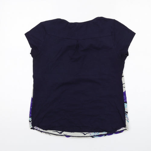 M&Co Womens Blue Geometric Polyester Basic Blouse Size 10 Round Neck