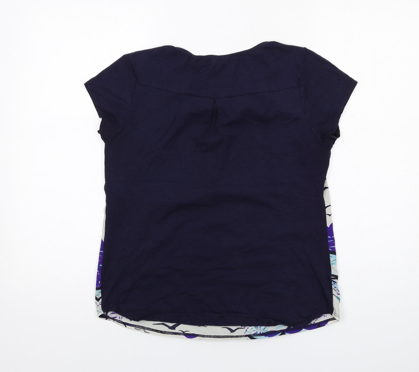 M&Co Womens Blue Geometric Polyester Basic Blouse Size 10 Round Neck