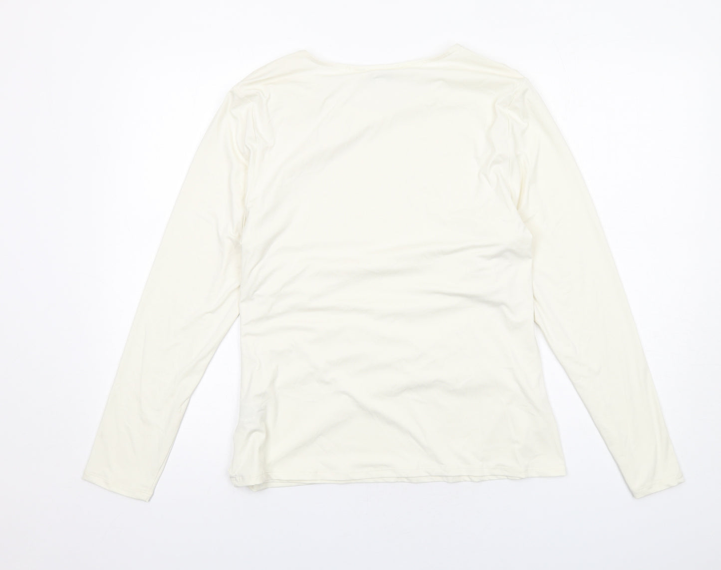 Marks and Spencer Womens Ivory Polyester Basic Blouse Size 18 Boat Neck - Ruched Detail