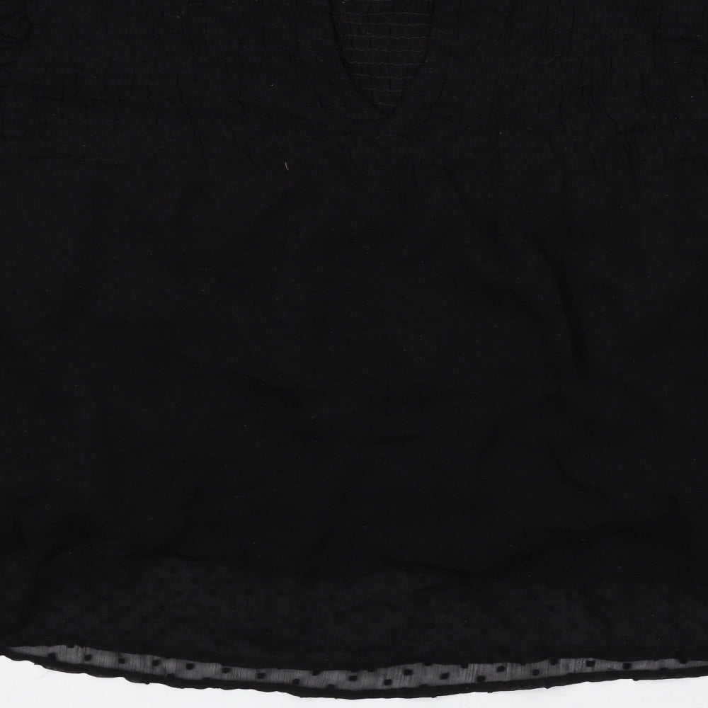 Zara Womens Black Polka Dot Polyester Basic Blouse Size S Mock Neck