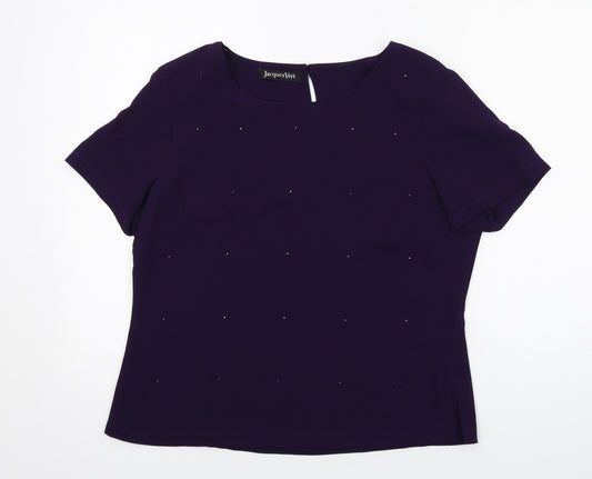 Jacques Vert Womens Purple Polyester Basic Blouse Size 12 Boat Neck