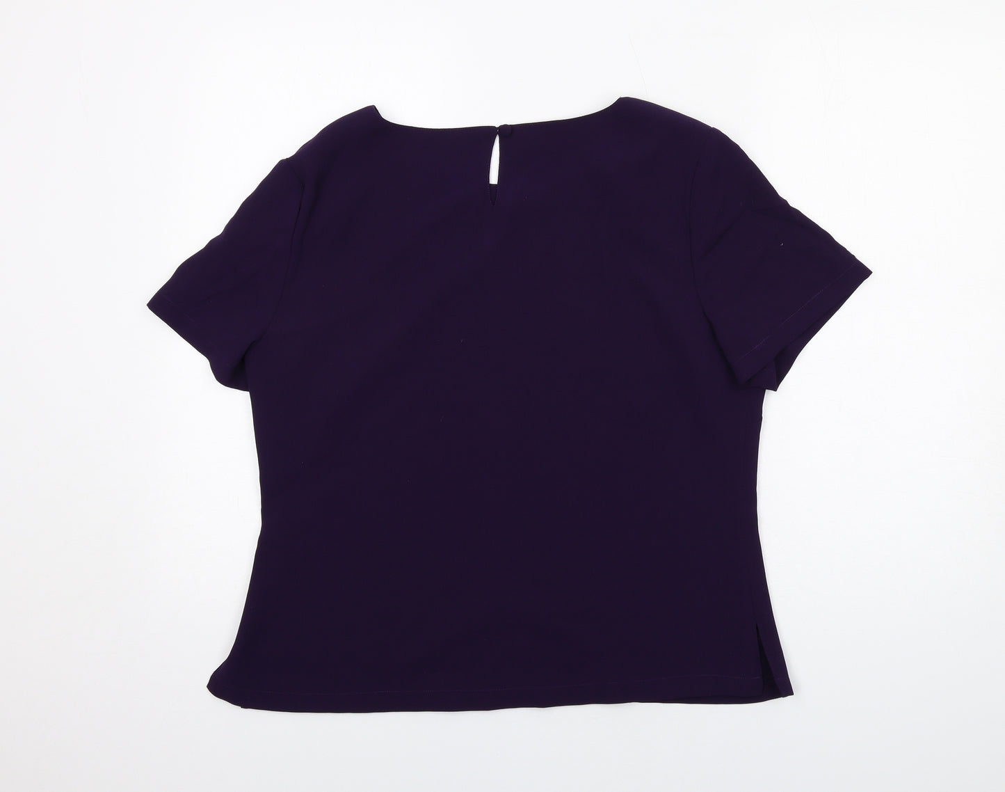 Jacques Vert Womens Purple Polyester Basic Blouse Size 12 Boat Neck