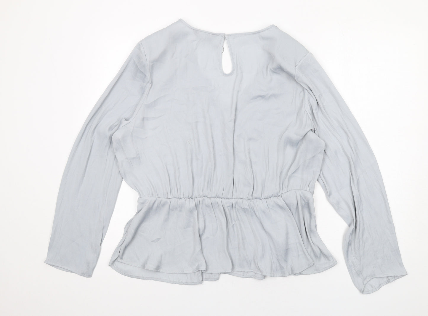 Marks and Spencer Womens Grey Polyester Basic Blouse Size 20 V-Neck - Peplum