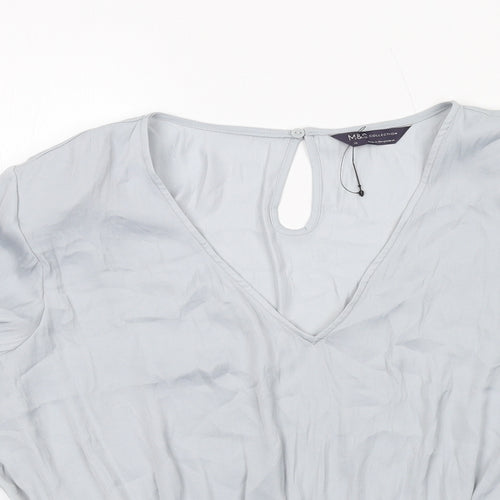 Marks and Spencer Womens Grey Polyester Basic Blouse Size 20 V-Neck - Peplum