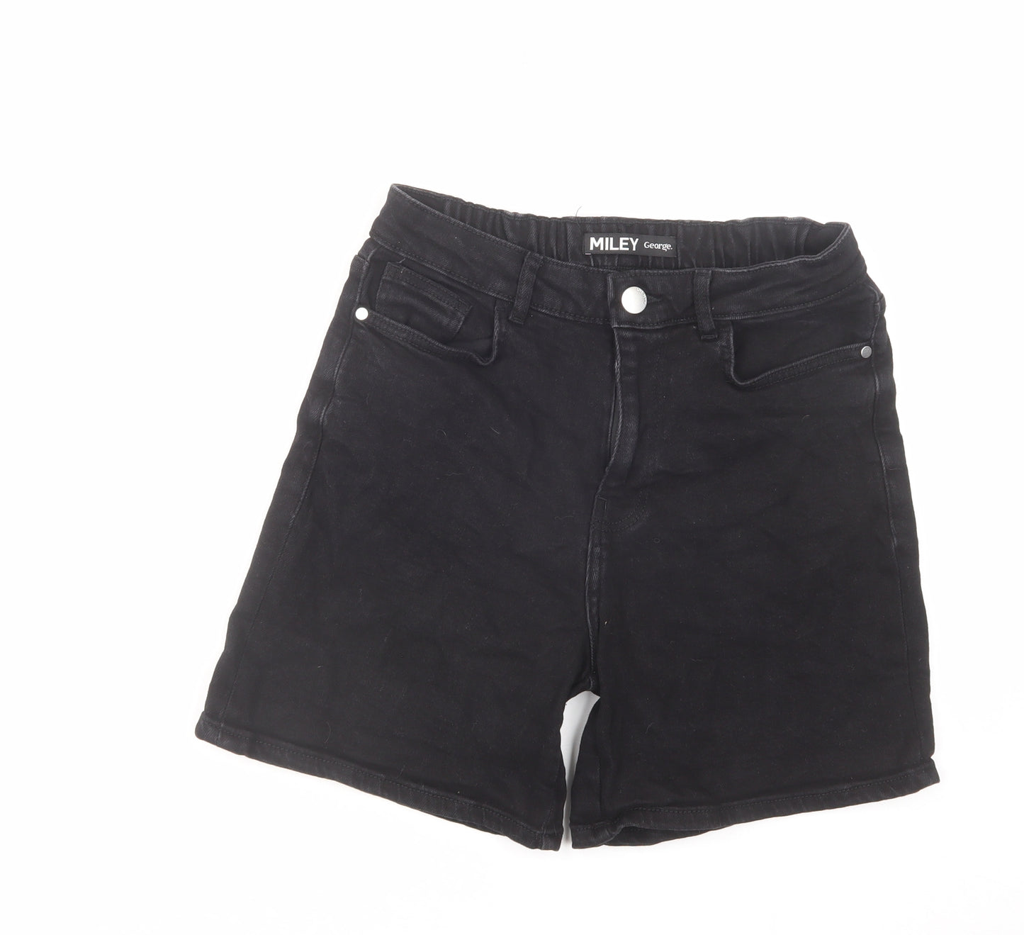 George Womens Black Cotton Boyfriend Shorts Size 12 L5 in Regular Zip