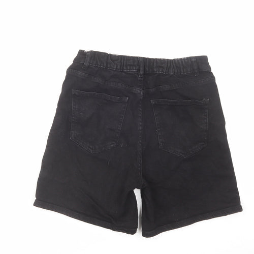 George Womens Black Cotton Boyfriend Shorts Size 12 L5 in Regular Zip
