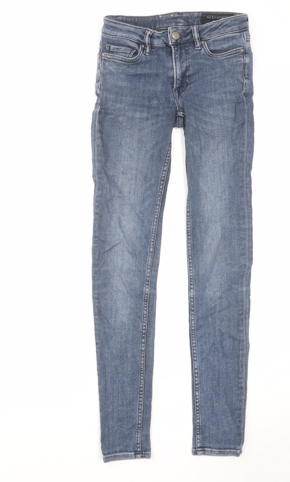 AllSaints Womens Blue Cotton Skinny Jeans Size 24 in L29 in Regular Zip
