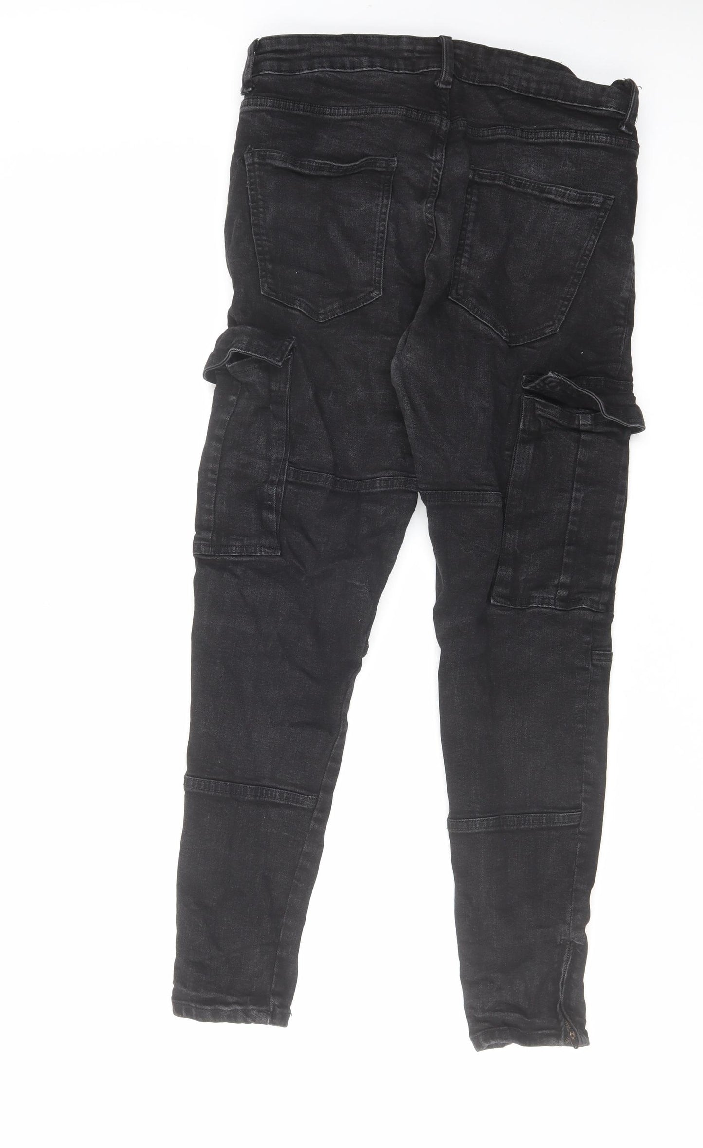 Zara Womens Black Cotton Skinny Jeans Size 16 L28 in Regular Zip - Cargo
