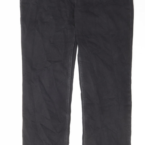 Marks and Spencer Womens Black Cotton Straight Jeans Size 16 L31 in Regular Zip