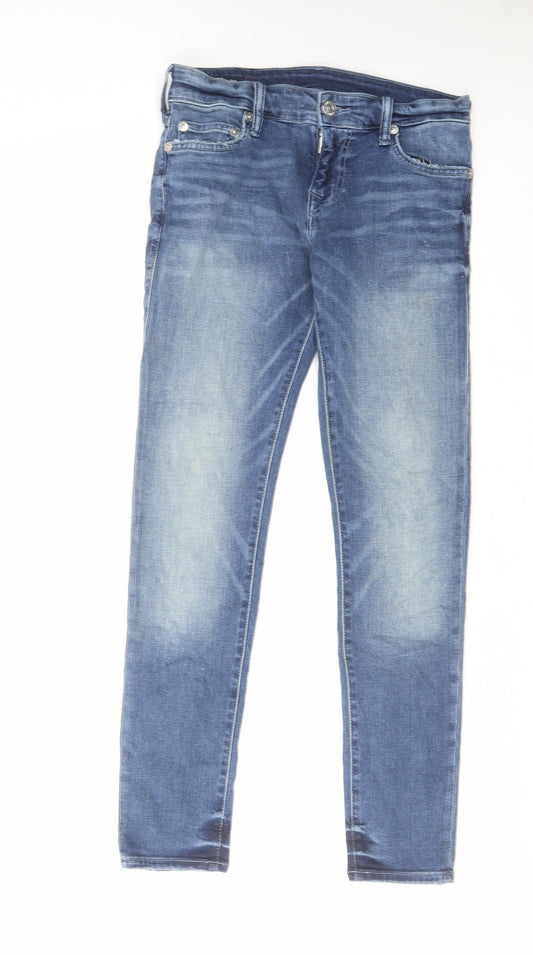 True Religion Mens Blue Cotton Skinny Jeans Size 30 in L28 in Regular Zip