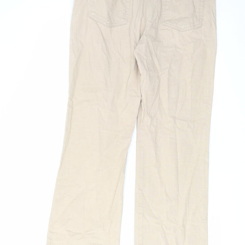 Marks and Spencer Womens Beige Cotton Bootcut Jeans Size 14 L30 in Regular Zip